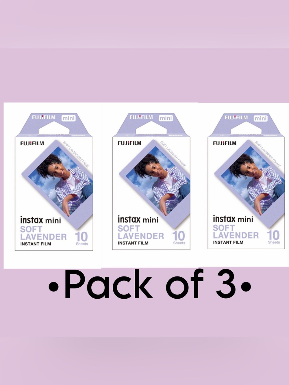 Fujifilm instax Mini Soft Lavender Instant Film •Bundle of 3•